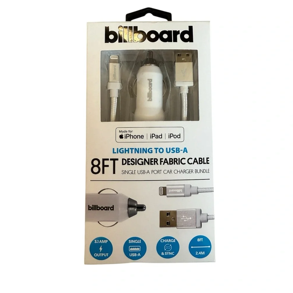 ✨5/$25 Billboard White Lightning to USB-A Charger